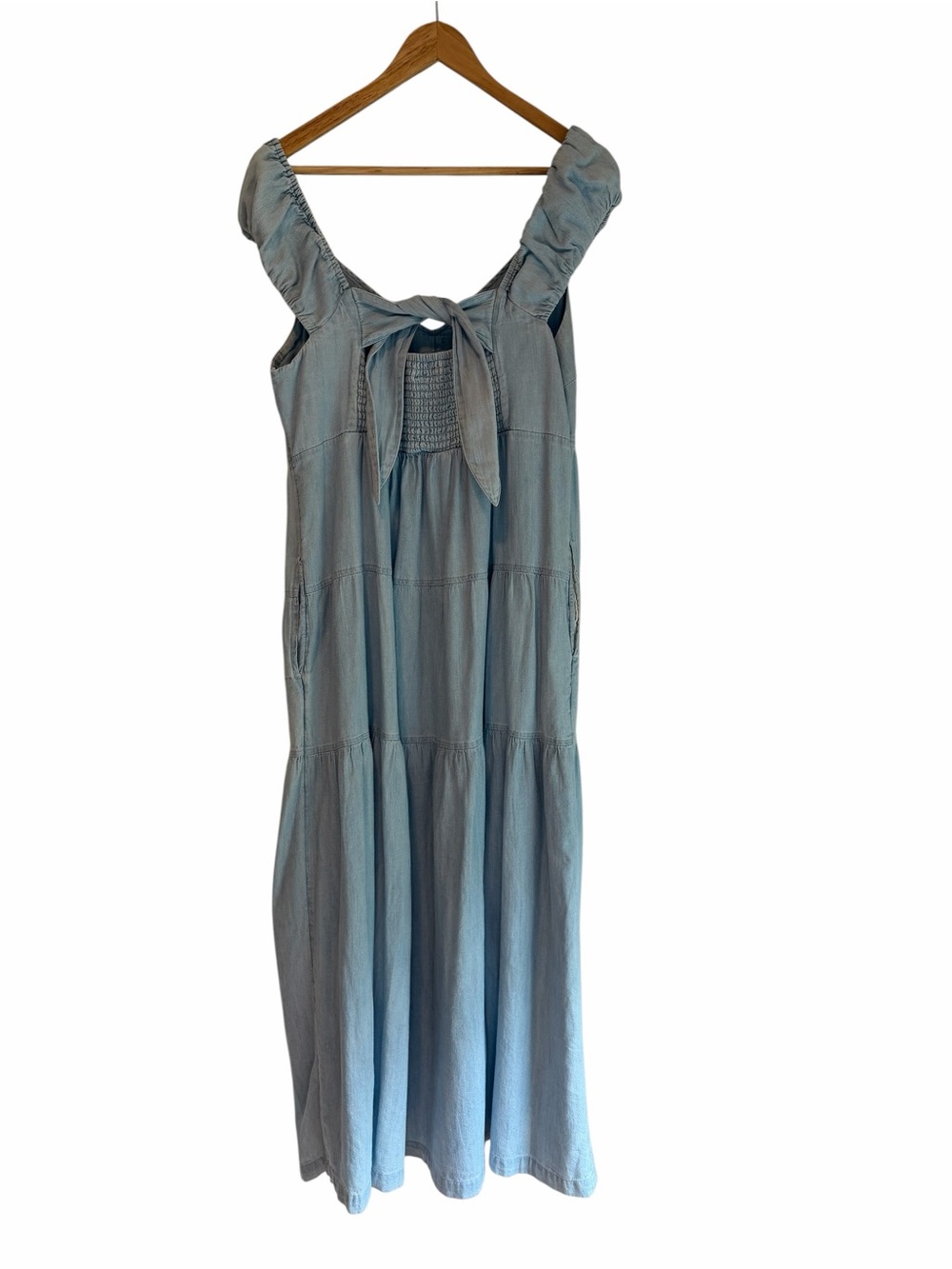 Tiered Denim Maxi with Cap Sleeves - Picture 6 of 6